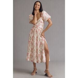 NWT New  ASTR The Label Sasila Puff Sleeve Midi Dress Size Small